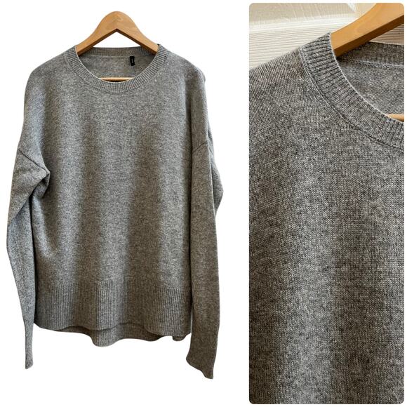 Theory Karenia L Gray Cashmere Crew Neck Pullover Sweater Size XL Lightweight - Picture 14 of 14